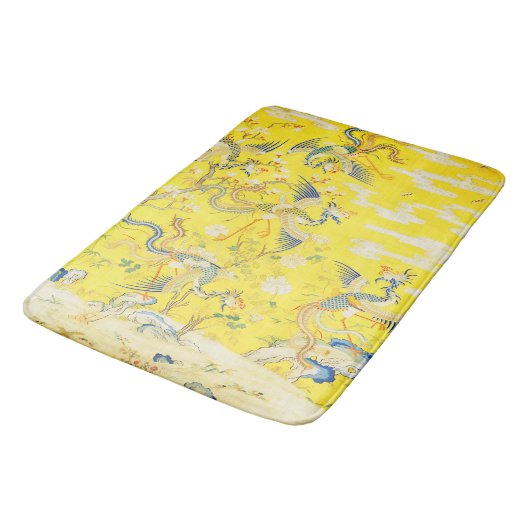 Vijf Phoenixen in Tuin Chinese Gele Floral Badmat (Gekanteld)