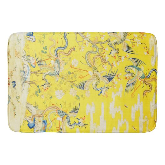 Vijf Phoenixen in Tuin Chinese Gele Floral Badmat (Voorkant)