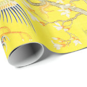 Vijf Phoenixen in Tuin Chinese Gele Floral Cadeaupapier (Rol Hoek)