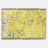 Vijf Phoenixen in Tuin Chinese Gele Floral Deken (Voorkant)