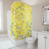 Vijf Phoenixen in Tuin Chinese Gele Floral Douchegordijn (In situ)