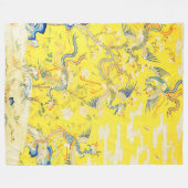 Vijf Phoenixen in Tuin Chinese Gele Floral Fleece Deken (Voorkant (Horizontaal))