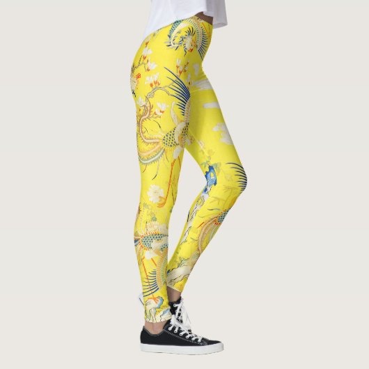 Vijf Phoenixen in Tuin Chinese Gele Floral Leggings (Rechts)