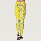 Vijf Phoenixen in Tuin Chinese Gele Floral Leggings (Achterkant)