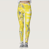 Vijf Phoenixen in Tuin Chinese Gele Floral Leggings (Voorkant)