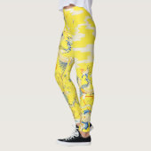 Vijf Phoenixen in Tuin Chinese Gele Floral Leggings (Links)