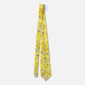Vijf Phoenixen in Tuin Chinese Gele Floral Stropdas (Achterkant)