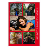 Vijf Photo Afstuderen Collage Red Congrates Card (Voorkant)