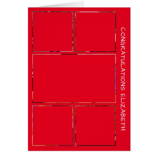 Vijf Photo Afstuderen Collage Red Congrates Card (Voorkant)