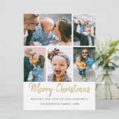 Vijf "Photo Gold Merry"-kerst Feestdagenkaart (Staand voorkant)