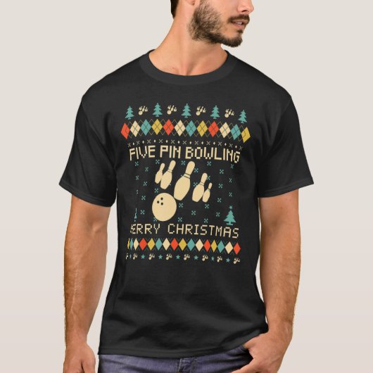 Vijf pin Bowling Ugly kerstSweater  R T-shirt (Voorkant)