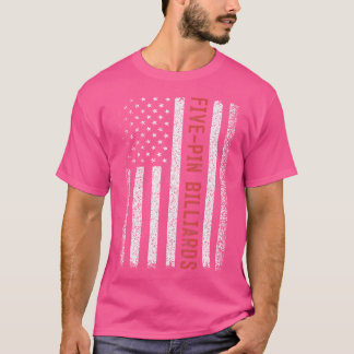 Vijf-pins biljart Amerikaanse vlag 4 juli T-shirt