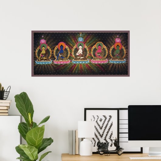 Vijf Poster Dhyani Buddhas (Thuiskantoor)