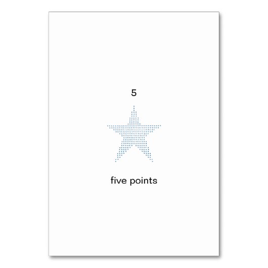 Vijf punten, op aangepaste nummerflashcards kaart (Achterkant)