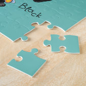 Vijf puppies puzzel met gepersonaliseerde naam. (Zijkant)