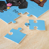 Vijf puppies puzzel met gepersonaliseerde naam. (Zijkant)