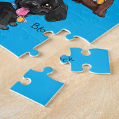 Vijf puppies puzzel met gepersonaliseerde naam. legpuzzel (Zijkant)