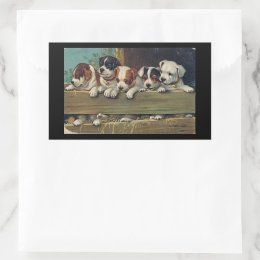 Vijf Puppies van Beagle Rechthoekige Sticker (Tas)