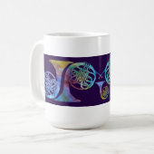 Vijf Rainklap Franse paarden op Plum Koffiemok (Voorkant links)