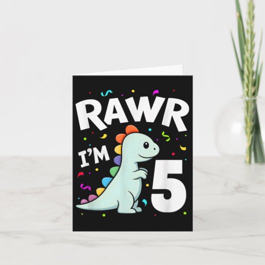 Vijf rawr im 5 jaar oude T-rex dinosaurus 5e geboo Kaart (Voorkant)