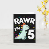 Vijf rawr im 5 jaar oude T-rex dinosaurus 5e geboo Kaart (Gele Bloem)
