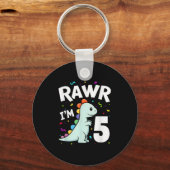 Vijf rawr im 5 jaar oude T-rex dinosaurus 5e geboo Sleutelhanger (Voorkant)