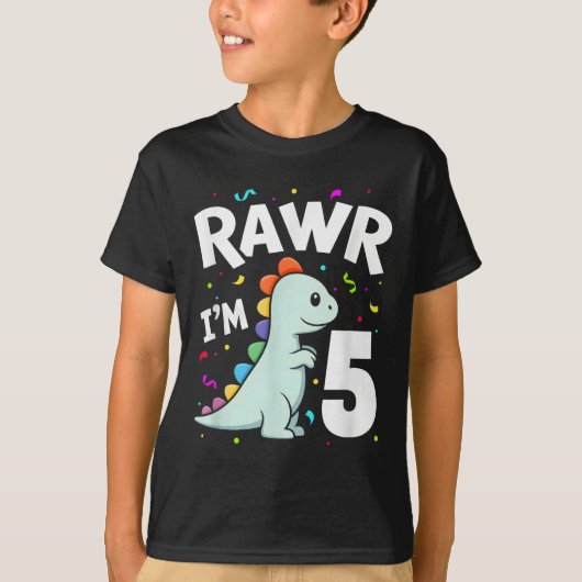 Vijf rawr im 5 jaar oude T-rex dinosaurus 5e geboo T-shirt (Voorkant)