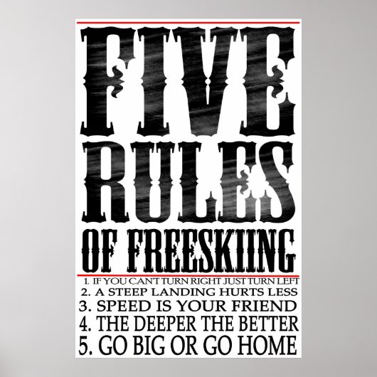 vijf regels voor freeskiën poster (Voorkant)
