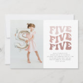 Vijf Retro Blush Landschapsfoto Uitnodiging (Voorkant)