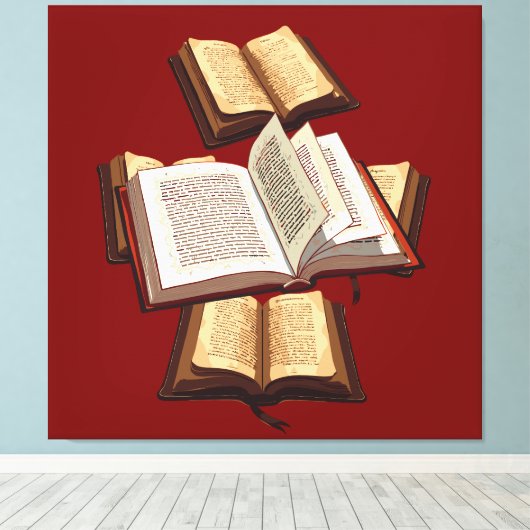 Vijf ringen Het Pentateuch Uitgesneden Stencil Mot Canvas Afdruk (Insitu (Houten vloer))