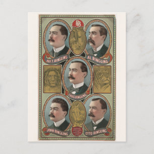 Vijf Ringling Brother's Bust Portretten Briefkaart