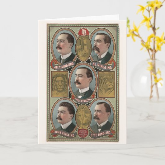 Vijf Ringling Brother's Bust Portretten Kaart (Gele Bloem)