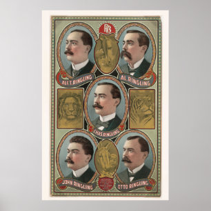 Vijf Ringling Brother's Bust Portretten Poster