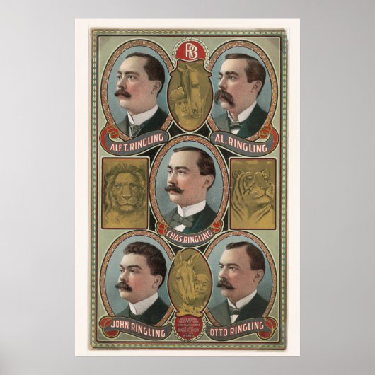 Vijf Ringling Brother's Bust Portretten Poster (Voorkant)