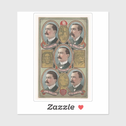 Vijf Ringling Brother's Bust Portretten Sticker (Vel)