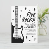 Vijf Rocks Gitaar Rock en Roll 5e Verjaardag Kaart (Staand voorkant)