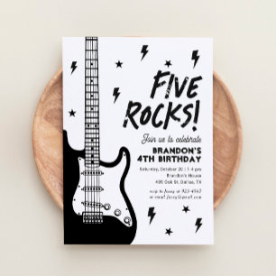 Vijf Rocks Gitaar Rock en Roll 5e Verjaardag Kaart