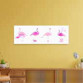 Vijf roze flamingo's - omwikkeld canvas afdruk (Insitu (Woonkamer))