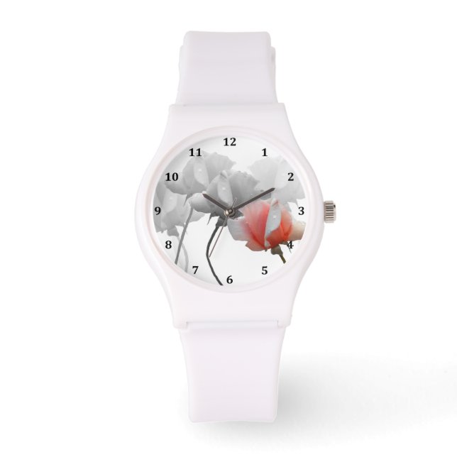 Vijf Rozen volgen met cijfers Horloge (Voorkant)