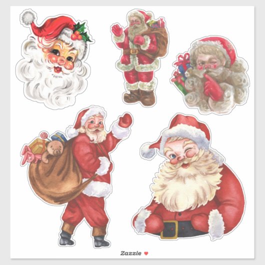 Vijf  Santa Stickers (Vel)