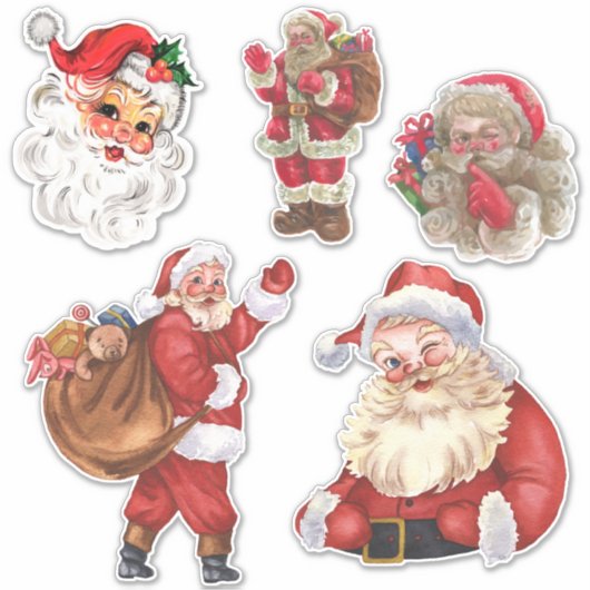 Vijf Santa Stickers (Voorkant)