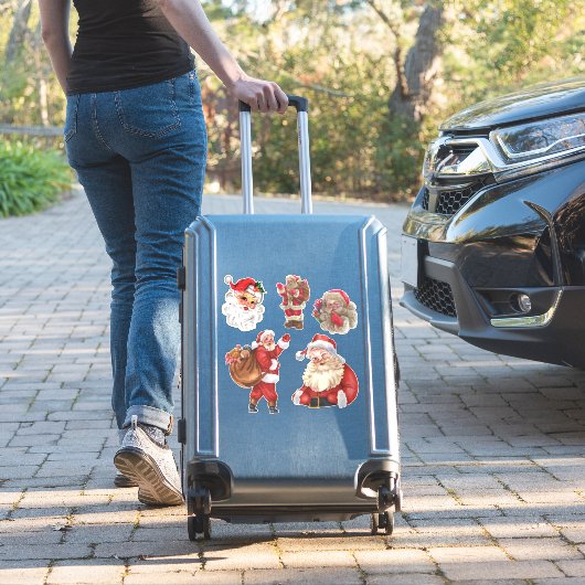 Vijf  Santa Stickers (Koffer Insitu)