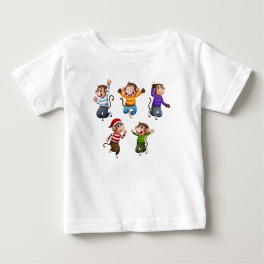 vijf schattige kleine apen die naar vreugde spring (Voorkant)