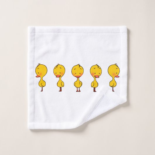 Vijf Schattigee Cartoon Yellow Ducks Bad Handdoek (Wasdoekje)
