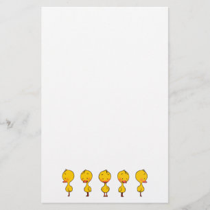 Vijf Schattigee Cartoon Yellow Ducks Briefpapier