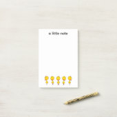 Vijf Schattigee Cartoon Yellow Ducks Post-it® Notes (Op bureau)