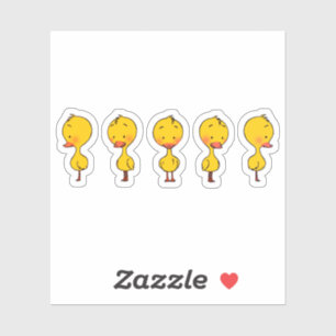 Vijf Schattigee Cartoon Yellow Ducks Sticker