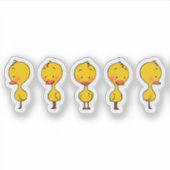 Vijf Schattigee Cartoon Yellow Ducks Sticker (Voorkant)