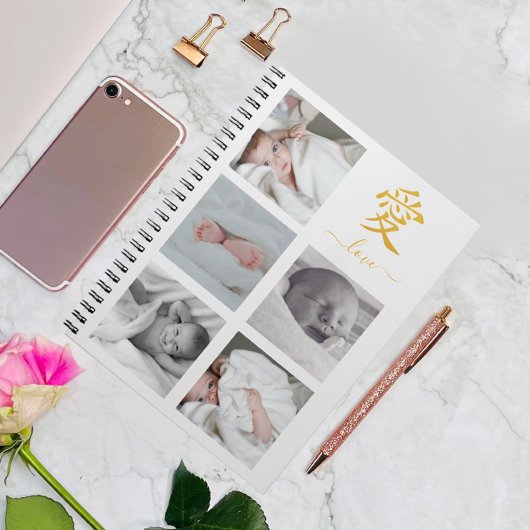 Vijf serie Foto Collage Gold Glitter 愛 Notitieboek