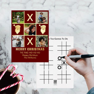 Vijf serie Foto Tic Tac Toe Ho Ho Kerstmis F Folie Feestdagenkaart